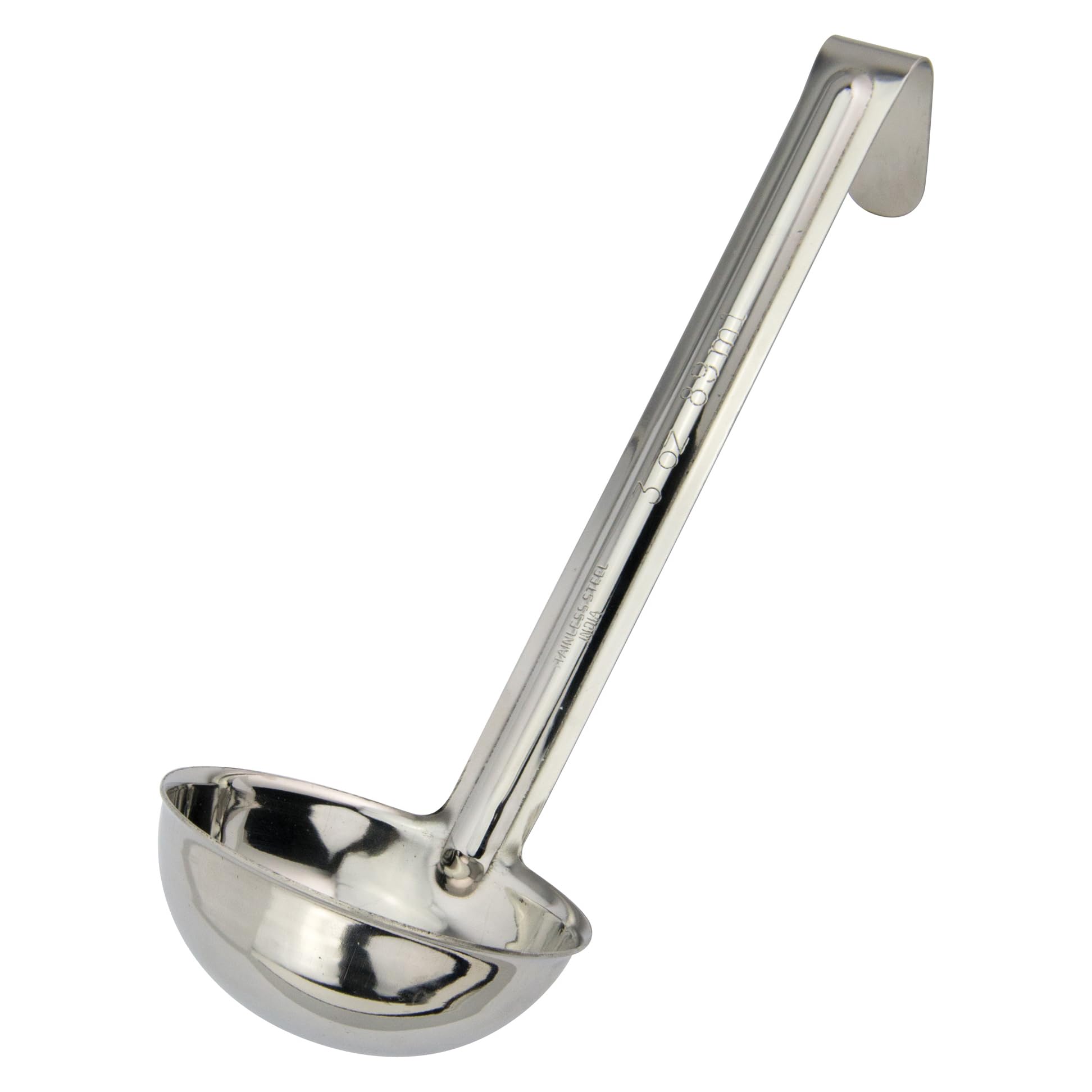 Winco LDI-30SH, 3 Oz Stainless Steel Soup Ladle with 6-Inch Handle, One Piece Sauce Portioner, Solid Serving Spoon, NSF