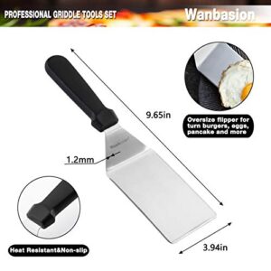 Wanbasion 7 Piece BBQ Griddle Accessories Kit, Flat Top Griddle Accessories, Griddle Tools Spatulas Set with Griddle Spatula Flipper Scraper Bottles for Outdoor Camping