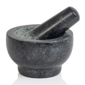 Maxam Mortar and Pestle Set - 5 Inch - Heavy Natural Granite Spice Grinder Bowl, Herb Crusher, Make Fresh Guacamole at Home