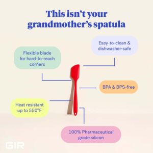 GIR - Premium Silicone Spatula - For Cooking, Baking & Mixing - Skinny & Seamless Design - Heat-Resistant up to 550°F - Nonstick - Dishwasher Safe Cookware - BPA Free - Kitchen Essentials - Red