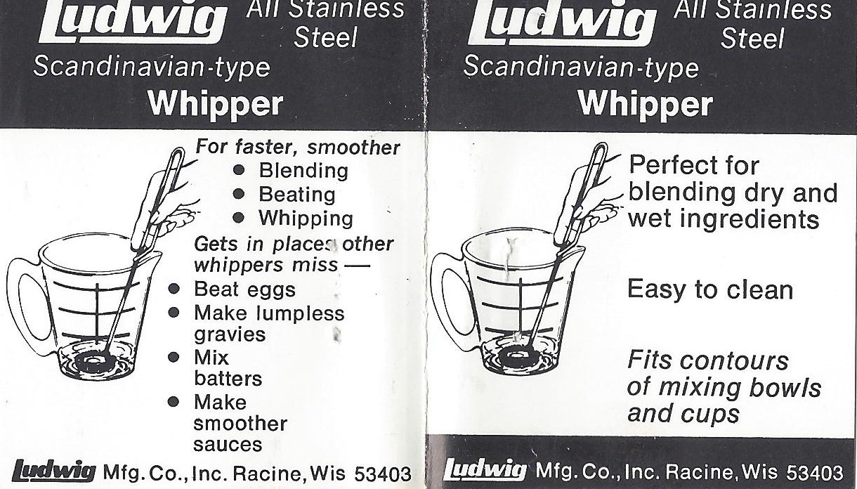 Ludwig Scandinavian-Type Whipper Small Whisk Mixer (Mini Whipper) 100% Made in the USA