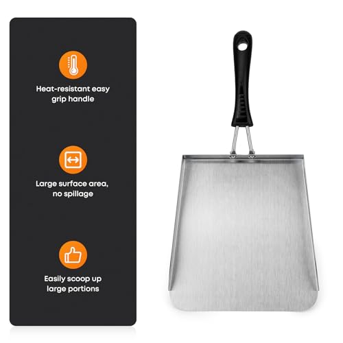 Stanbroil Stainless Steel Griddle Food Mover Smash Burger Food Shovel Grill Spatula Great for Stir Fry and Move Food, 13"