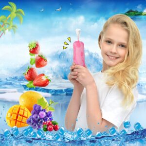 Ice Bags Disposable Ice Pop Mold Bags Plastic Ice Candy Bags for Making Ice Pop Yogurt Candy Freeze Pops (120)