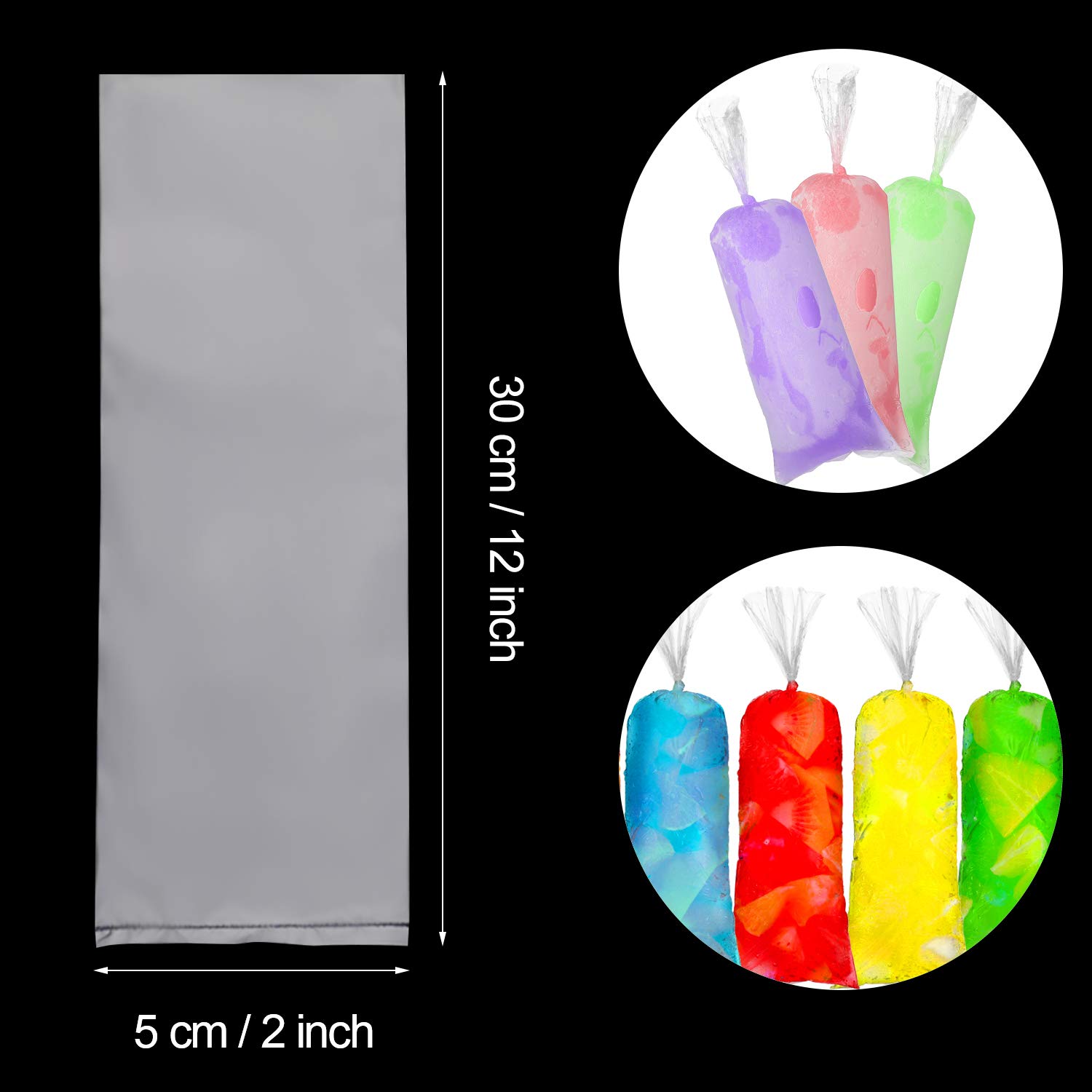 Ice Bags Disposable Ice Pop Mold Bags Plastic Ice Candy Bags for Making Ice Pop Yogurt Candy Freeze Pops (120)
