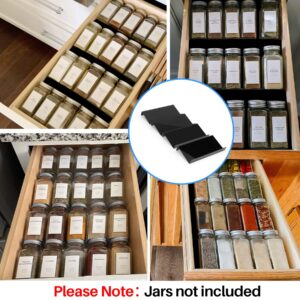 MIUKAA Spice Drawer Organizer for Drawers Wider Than 9 inches, Black Acrylic 4 Tier Seasoning Jars Drawers Insert, Kitchen Spice Rack Tray for Drawer/Countertop (Jars not included)