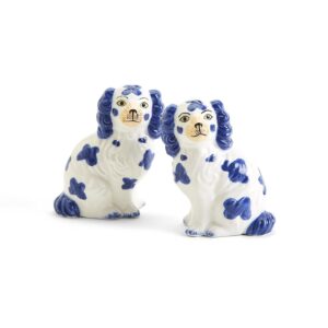 staffordshire dog salt and pepper shaker set - hand-painted ceramic