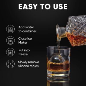 Premium Berlinzo Clear 2.4 Inch Ice Ball Maker - Whiskey Mold for Crystal Clear Sphere Ice Cubes - With Storage Bag