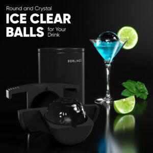 Premium Berlinzo Clear 2.4 Inch Ice Ball Maker - Whiskey Mold for Crystal Clear Sphere Ice Cubes - With Storage Bag