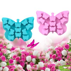 Butterfly Ice Cube Tray (2 pcs) Craft Ice Cube Molds Butterfly Molds Silicone Ice Cube Tray Shapes Butterfly Molds for Chocolate Cute Ice Cube Tray Cocktail (Small butterflies (13 cavities/mold))