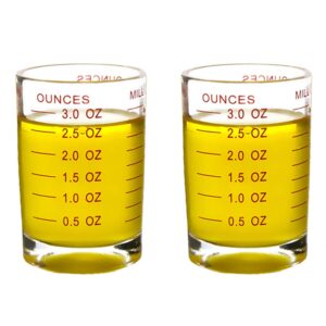 shot glass measuring cup 3 ounce/90ml liquid heavy high espresso glass cup 2 pcs by tiyoorta (red 90ml 2pcs)