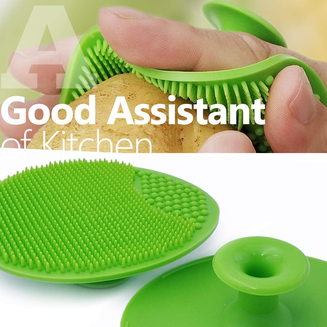 Vegetable Brush - Vegetable Brush Scrubber for Food - Vegetable Cleaner Potato Scrubber Brush Veggie Brush Vegetable Scrubber Potato Brush Scrubber Vegetable Scrub Brush Veggie Scrubber (Green)