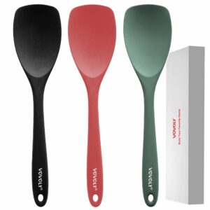 upgrade silicone spatula spoon set,vovoly heat resistant rubber spoonula, seamless non-stick flexible scrapers for baking mixing tool,3 pack,