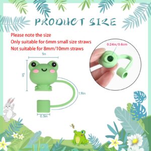 8Pcs Animals Straw Tips Cover Reusable 6mm Straw Toppers Dust-Proof Straw Protector Cover Plugs for Tumblers Small Straws Portable for 6mm Small Size Straw Caps Decoration