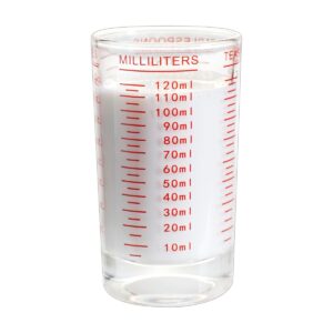 bcnmviku measuring cup shot glass 4 ounce/120ml liquid heavy high espresso glass cup black line (1, red)