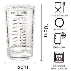 BCnmviku Measuring Cup Shot Glass 4 Ounce/120ML Liquid Heavy High Espresso Glass Cup Black Line (1, Red)