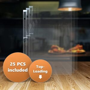 Recipe Sheet Protectors 8.5x11'' for Recipe Binder (25 Sleeves) Top-Loading Plastic Sleeves, Clear Sheet Protectors for 3 Ring Binder, Convenient Refill for Recipes (25 Pack, 8.5 x 11'' - 1 Pocket)