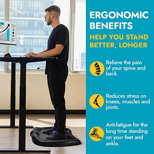 Standing Desk Mat, RUMIA Anti Fatigue Mat with Foot Massage Roller Ball, Not-Flat Comfort Floor Mat Ergonomic Standing Mat for Standing Desk Office and Home (Black)