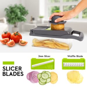 Vegetable Chopper Multifunctional 14 in 1 food chopper Fruit Chopper Dicer Cutter Onion veggie chopper with container Egg slicer Vegetable Slicer Cutter Kitchen chopper Mandolin slicer