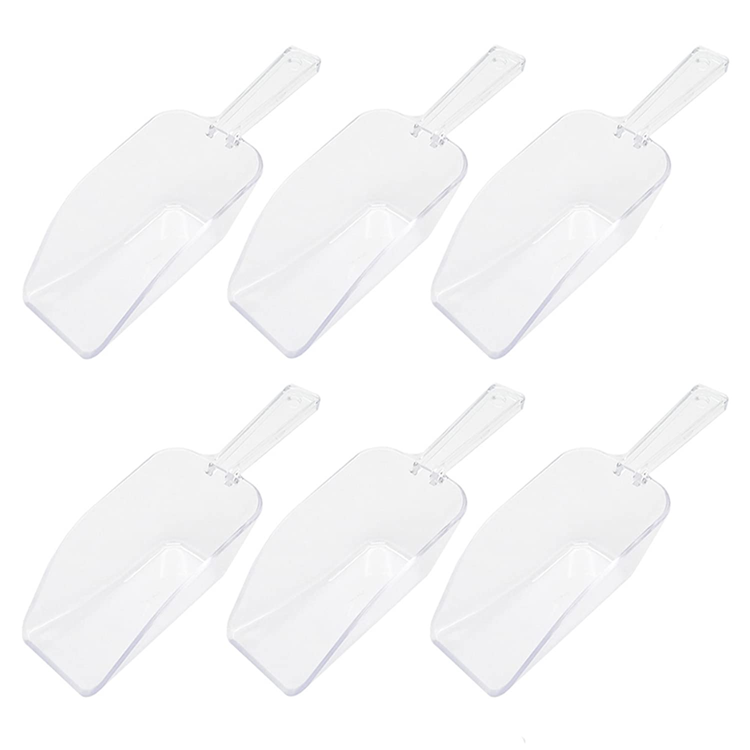 8 Inch Multi Purpose Clear Plastic Scoops for Weddings, Candy Dessert Buffet, Ice Cream, Coffee, Tea, 6 Pcs