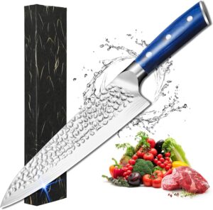 vermonga 8" super sharp professional chef's knife in gift box, premium carbon stainless steel sharp chef knife with ergonomic wooden handle, 8 inch pro kitchen knife as a best gift