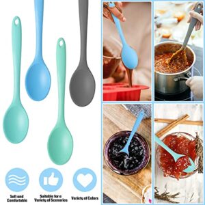 4 Pcs Silicone Mixing Spoons Nonstick Heat Resistant Silicone Utensil Spoons Silicone Basting Cooking Spoons Multicolor Serving Baking Spoons for Kitchen Baking Serving Stirring