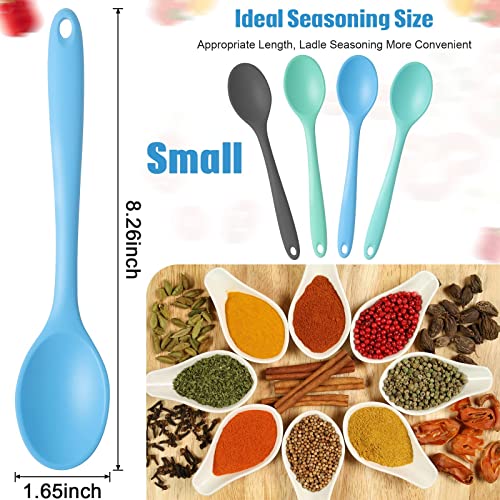 4 Pcs Silicone Mixing Spoons Nonstick Heat Resistant Silicone Utensil Spoons Silicone Basting Cooking Spoons Multicolor Serving Baking Spoons for Kitchen Baking Serving Stirring