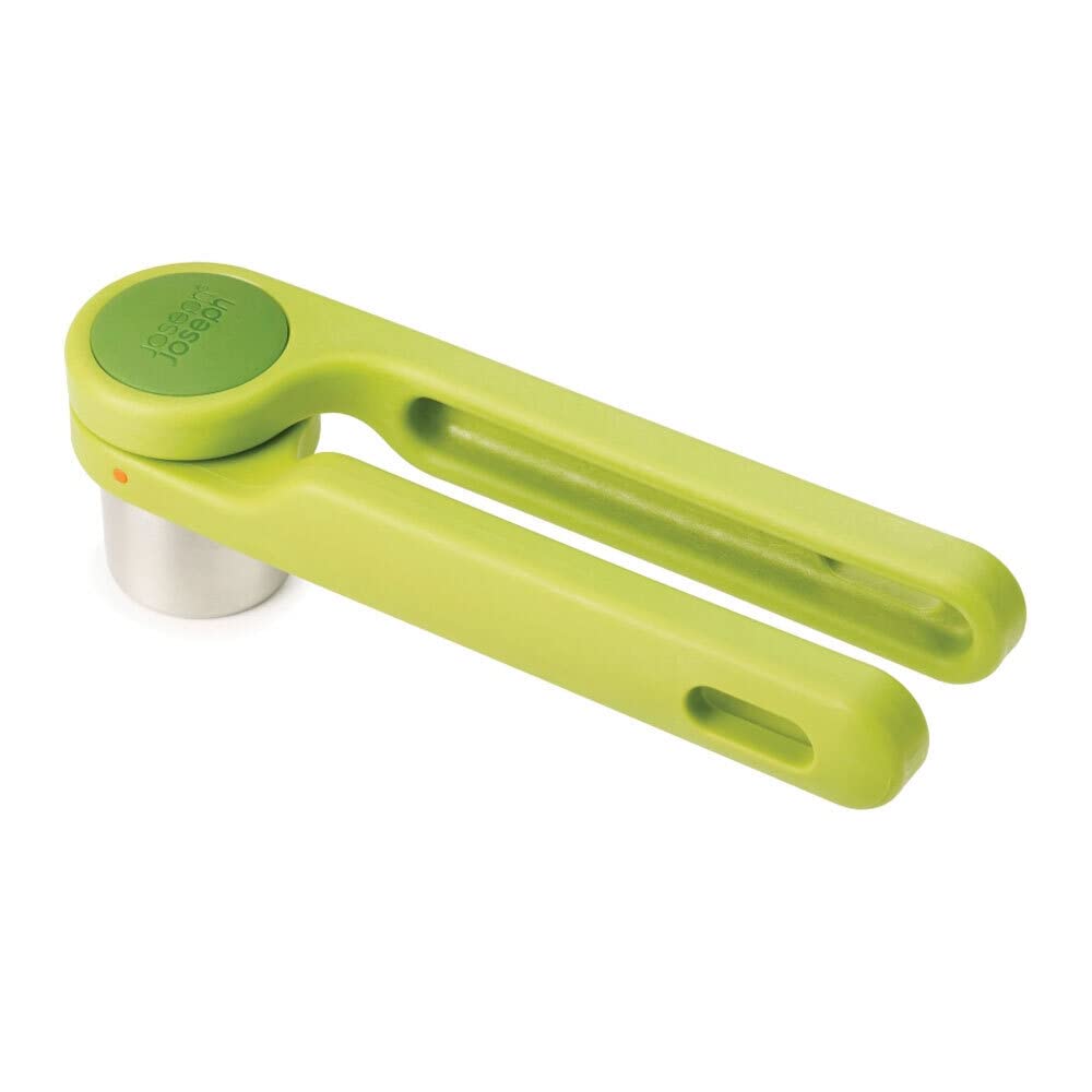 Joseph Joseph Helix Garlic Press Mincer Ergonomic Twist-Action Hand Juicer Stainless Steel, Green, One-Size