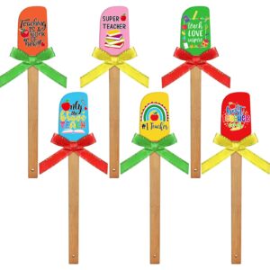 6 sets silicone spatula teacher appreciation gifts funny baking tool with colorful ribbon bows teacher appreciation week crafts cute silicone spatula with wooden handle for graduation supplies