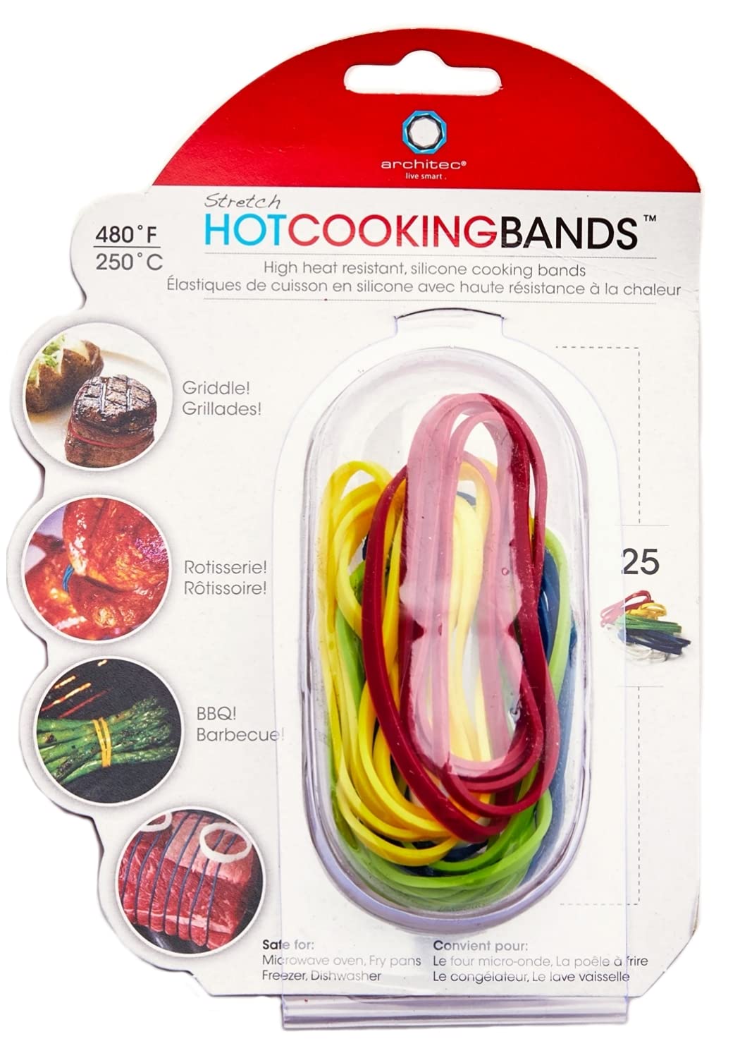 Architec Stretch Cooking Band, 2-Inch, Package 25, Assorted Colors