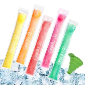 120 pack popsicle bags for kids adults, disposable ice pop bags freezer tubes with zip seals funnel, for healthy snacks, juice, ice candy pops, fruit smoothies and yogurt (2 x 8.7")