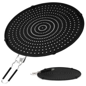 silicone splatter screen for frying pan 13”, foldable grease splatter guard heat resistant oil splash guard - stop hot oil splatter, pan strainer, pan cover, non stick, multi-use, black
