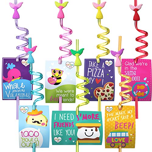 Mermaid Tail Straws Party Favors for Mermaid Birthday Party Supplies,Under The Sea Party Supplies with 2 Cleaning Brush (21+2)