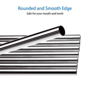 Tomorotec Reusable Straws 30 Pack, Stainless Steel Drinking Straws, Metal Straw Bulks for Smoothies Tumblers Cocktail MilkShake,Set of 15 Straight and 15 Bent with 2 Cleaning Brushes, Silver