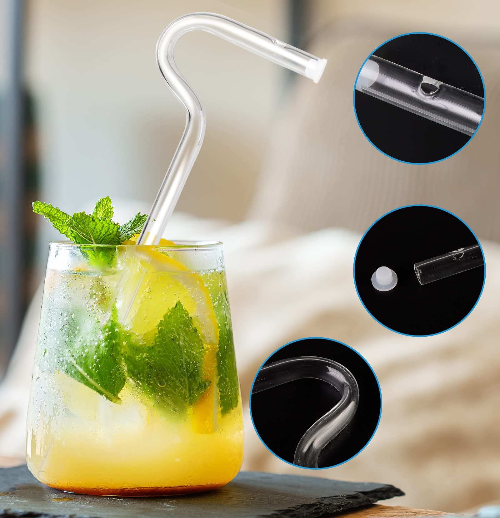 Anti Wrinkle Straw, Reusable Anti Wrinkle Drinking Straw Glass Straw, Lip Straw for Wrinkles, Set of 2 Anti Lip Wrinkle Straw and 1 brush