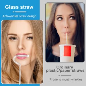 Anti Wrinkle Straw, Reusable Anti Wrinkle Drinking Straw Glass Straw, Lip Straw for Wrinkles, Set of 2 Anti Lip Wrinkle Straw and 1 brush