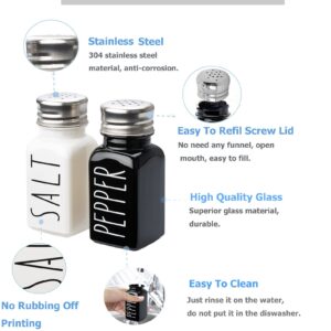 Salt And Pepper Shakers Set,Farmhouse Salt Shaker,Kitchen Decor For Home Restaurants Wedding, Cute Salt Shaker,Modern Farmhouse Decor,Glass Salt And Pepper Shakers Set Letters No Rubbing Off(BLACK)