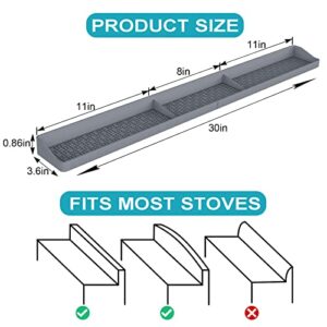 XIILSIE Stove Top Shelf 30 Inch, Silicone Oven Shelf Magnetic Shelf for Kitchen Stove with 6PCS Small Iron Piece, Kitchen Over Stove Spice Rack Organizer, Grey