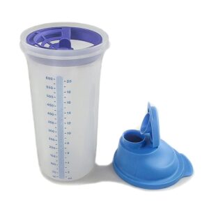 Tupperware Kenparazzi 600 ml XL Quick-Shake Shaker Mix Fix Mess Mixing Cup, Clear Blue