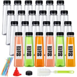 fhxtcygj 24 pack 12oz empty pet plastic juice bottles with leak-proof caps lids, reusable clear water bottle food grade bulk beverage containers for juicing smoothie milk and homemade beverages