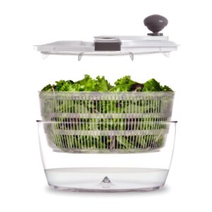 bino | salad spinner - 4.2 qt | large manual lettuce spinner with secure lid lock & built-in draining system | salad spinner with salad bowl | fruit & vegetable basket colander | kitchen gadgets