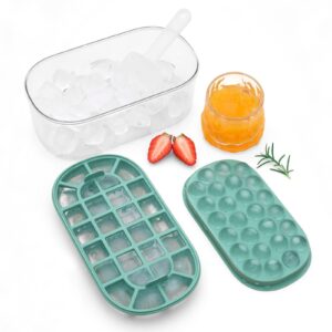 spectabilis small ice cube molds & trays set for freezer with lids and bin, easy-release ice molds for whiskey, cocktails, coffee, water reusable and perfect for camping, bbqs, and outdoor adventures.