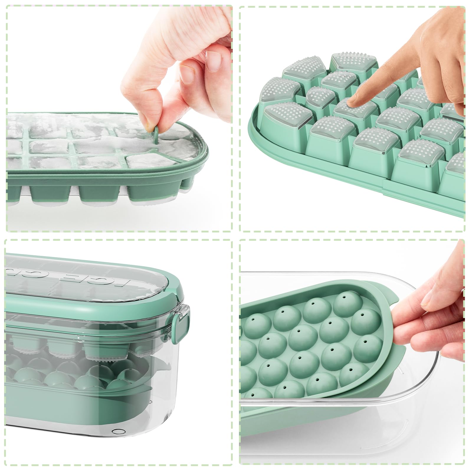 Spectabilis Small Ice Cube Molds & Trays Set for Freezer with Lids and Bin, Easy-Release Ice Molds for Whiskey, Cocktails, Coffee, Water Reusable and Perfect for Camping, BBQs, and Outdoor Adventures.