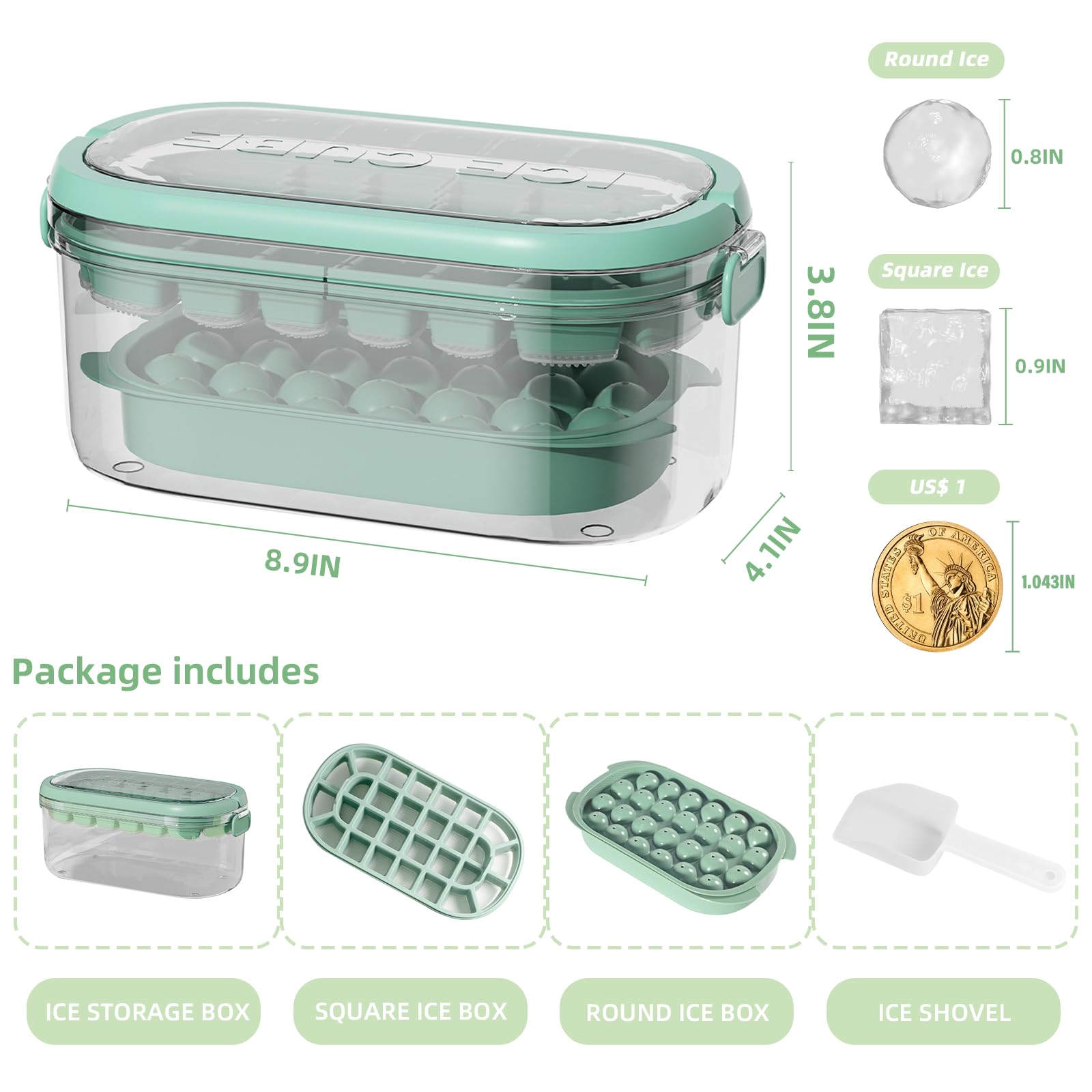 Spectabilis Small Ice Cube Molds & Trays Set for Freezer with Lids and Bin, Easy-Release Ice Molds for Whiskey, Cocktails, Coffee, Water Reusable and Perfect for Camping, BBQs, and Outdoor Adventures.