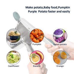 Potato Ricer,Ricer For Mashed Potatoes,Heavy Duty Potato Ricer Stainless Steel Create Fluffy Mashed Potatoes,Comfortable Silicone Handle Spaetzle Maker,Potato Press For Gnocchi Lefse Spinach