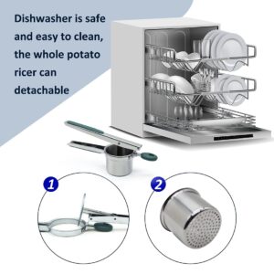 Potato Ricer,Ricer For Mashed Potatoes,Heavy Duty Potato Ricer Stainless Steel Create Fluffy Mashed Potatoes,Comfortable Silicone Handle Spaetzle Maker,Potato Press For Gnocchi Lefse Spinach