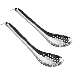 spherification spoon - set of 2 stainless steel spherification spoon molecular slotted bar spoon kitchen - kicw0071 (silver)