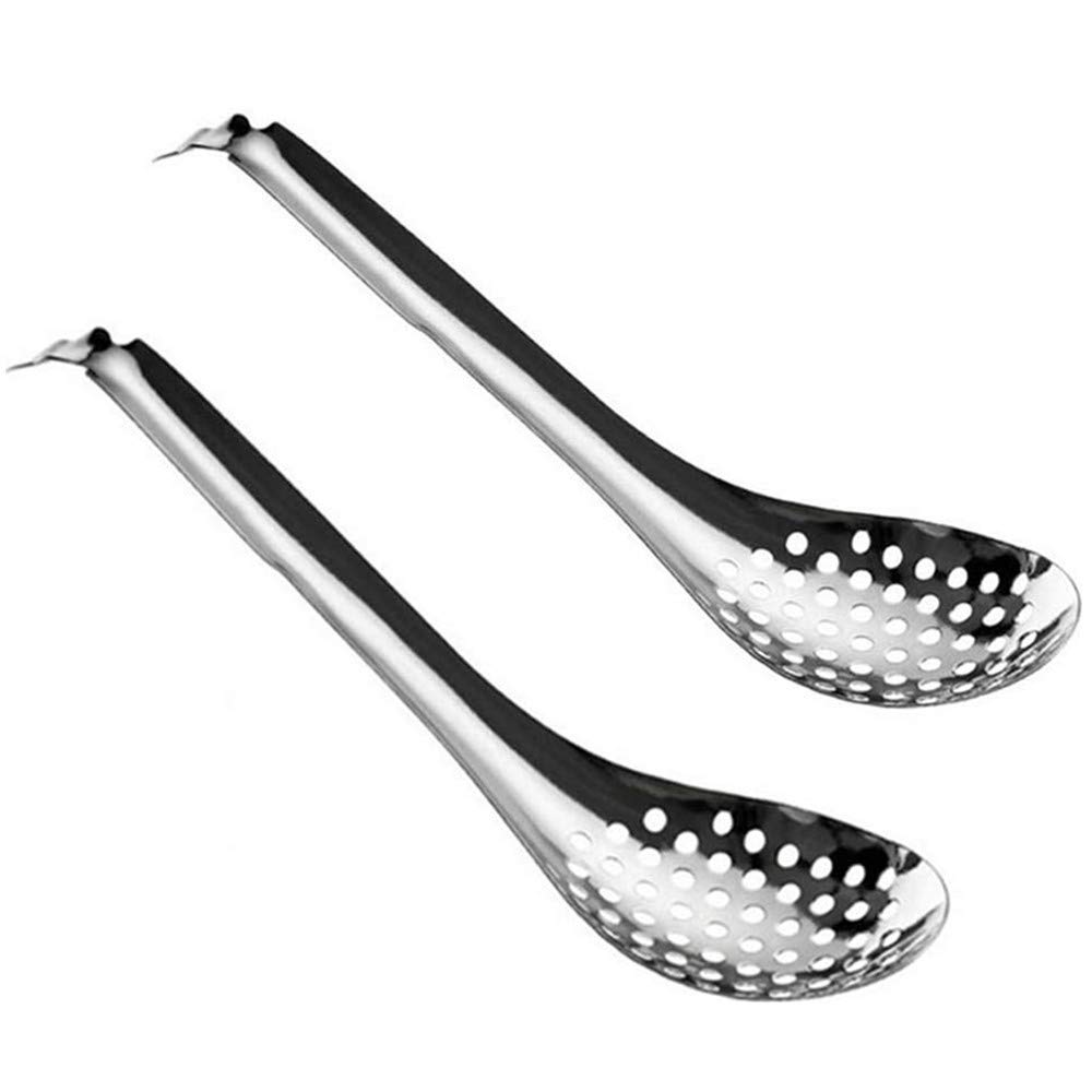 Spherification Spoon - Set of 2 Stainless Steel Spherification Spoon Molecular Slotted Bar Spoon Kitchen - KICW0071 (Silver)