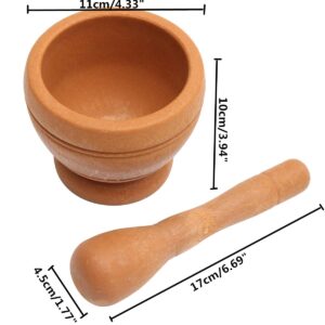 Resin Pestle & Mortar Set Garlic Herb Spice Mixing Grinder Crusher Kitchen Bowl Smashing Tools-Wood Grain