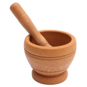 Resin Pestle & Mortar Set Garlic Herb Spice Mixing Grinder Crusher Kitchen Bowl Smashing Tools-Wood Grain