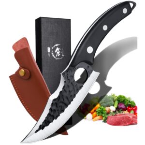 huusk japan knife upgraded version, fillet caveman knife viking knife handmade butcher boning knife for meat cutting kitchen knife with sheath for home or camping outdoor, ideal gift for dad